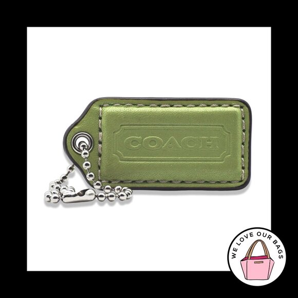 2" Medium COACH Apple Green Leather Nickel Key Fob Bag Charm Keychain Hang Tag - Picture 1 of 1